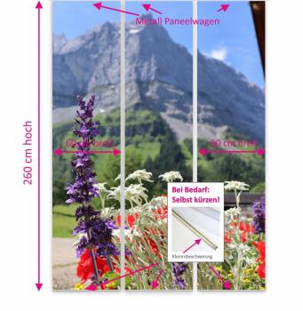 Sommerlebnis Berge Flächenvorhang - 3teiliges Set Flächenvorhang 3er Set, Schiebegardine, Schiebegardinen, blickdicht, Flächenvorhang blickdicht, Schiebevorhang,